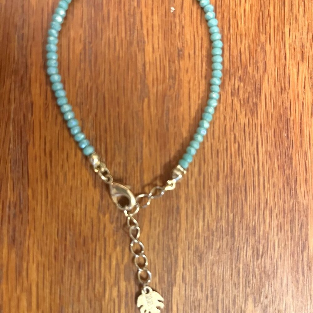 Turquoise Beaded Bracelet with Gold Charm